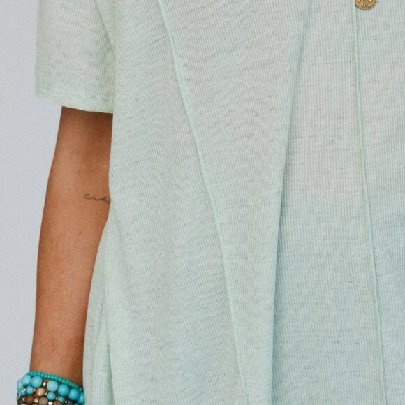 NWT THREE BIRD NEST Nestled In Ribbed Knit Top Sage Size Small - Picture 2 of 3